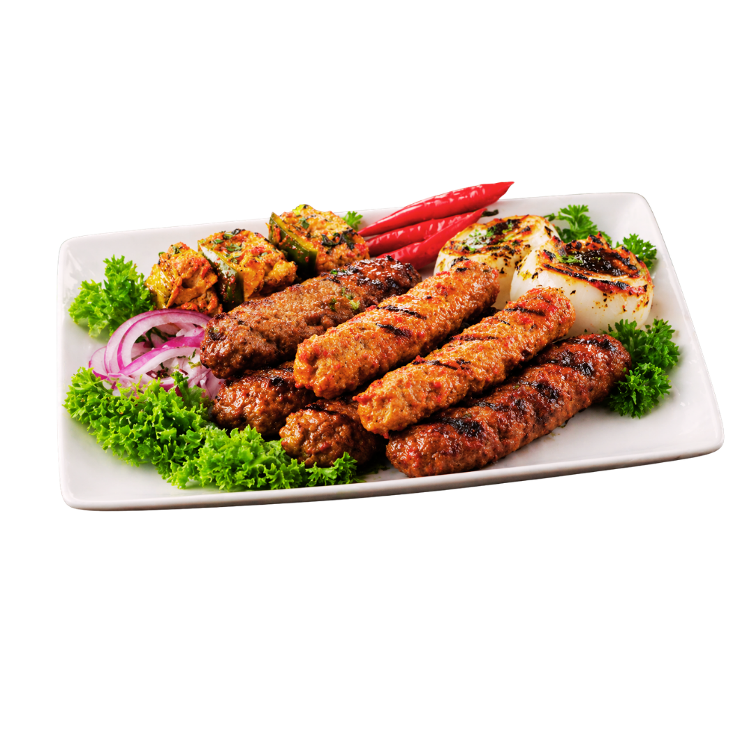 Halal seekh kabab platter at Murshad Halal Restaurant, Silver Spring MD